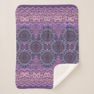 Cobertor Sherpa Estilo de Boho Roxo