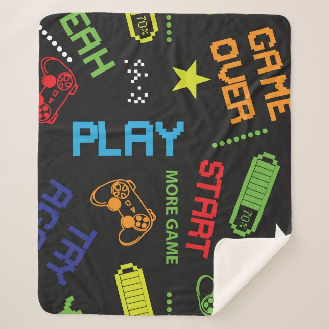 Cobertor Sherpa Estilo de Jogo de Pixel: Abstrato Invisível. (Frente)