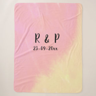 Cobertor Sherpa estilo de texto minimalista simples branco casamen