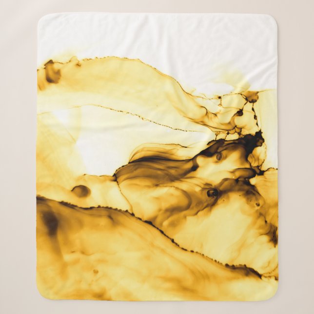 Cobertor Sherpa Estilo de Tinta Japonês com Álcool Brilhante. Beig (Frente)
