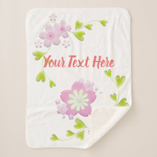 Cobertor Sherpa Estilo Kawaii Sakura Cereja Flor