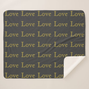 Cobertor Sherpa Estilo Ouro Cinza Casamento Amor Clássico