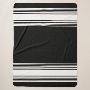 Cobertor Sherpa estilo padrão de listras contrastantes preto e bra