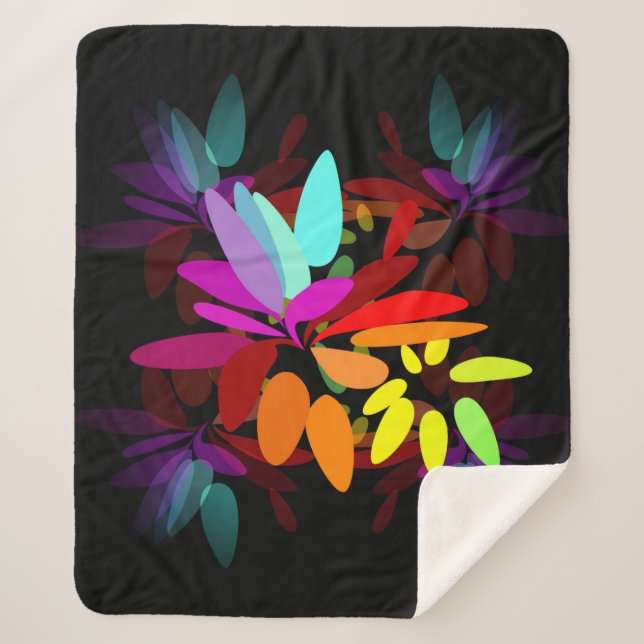 Cobertor Sherpa Estilo Psicodélico Moderno Impressão Arco-Íris (Frente)