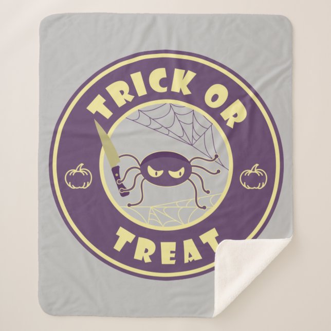 Cobertor Sherpa Estilo Starbucks para a aranha do halloween (Frente)