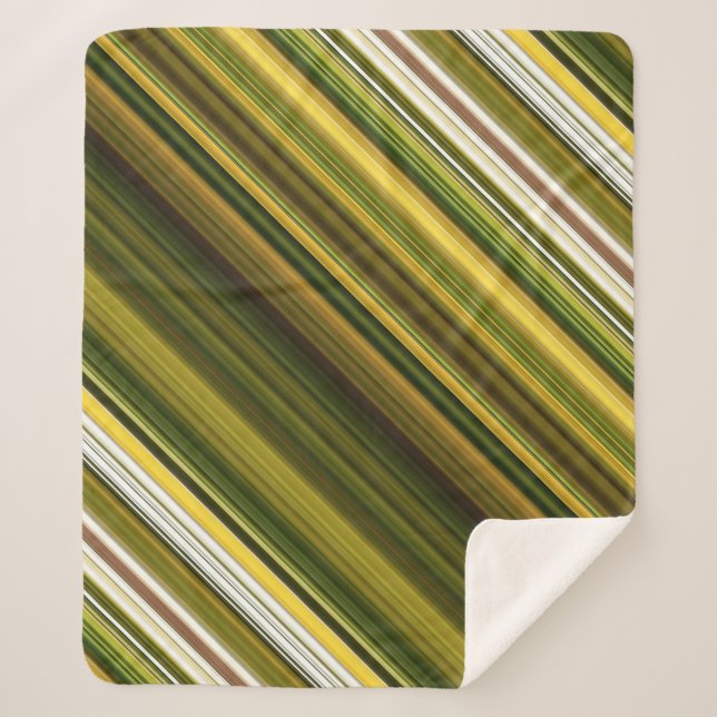 Cobertor Sherpa Estirpes e Goldenrod, Greve Verde e Amarela (Frente)