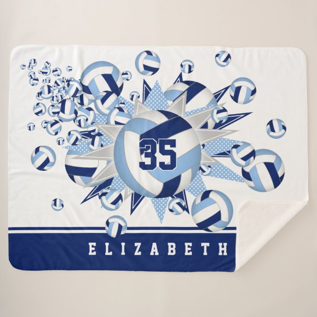 Cobertor Sherpa estrela azul-clara do volleyball (Frente (Horizontal))