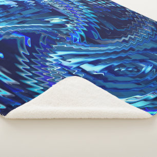 Cobertor Sherpa Estrela azul ondulada com traçados em ziguezague