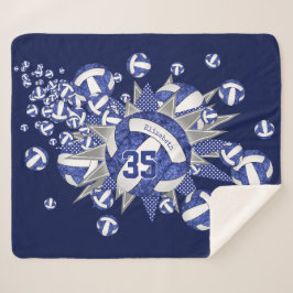 Cobertor Sherpa estrela branca azul do volleyball