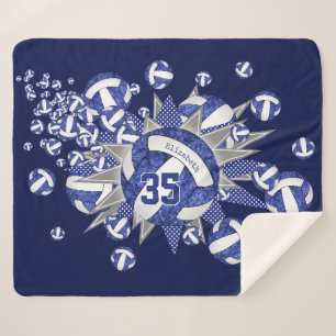 Cobertor Sherpa estrela branca azul do volleyball