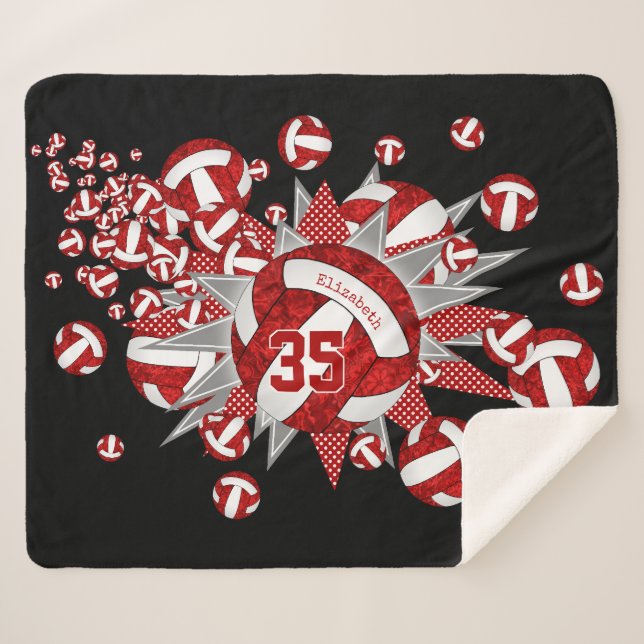 Cobertor Sherpa estrela branca vermelha do volleyball (Frente (Horizontal))