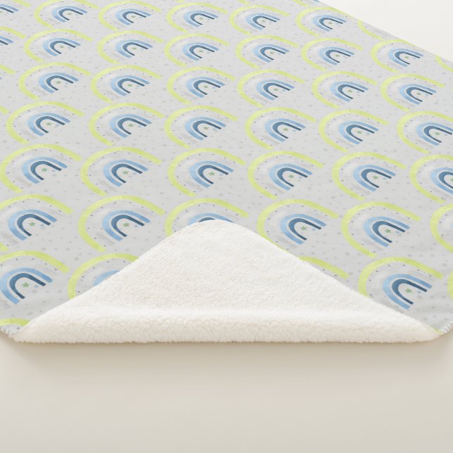 Cobertor Sherpa Estrelas Amarelas e Azuis e Rainbows Baby Boy (3/4)