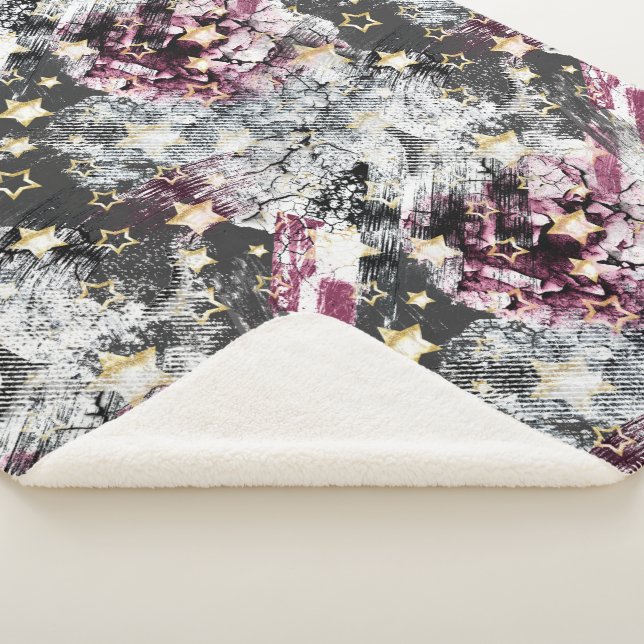 Cobertor Sherpa estrelas Douradas grunge abstrato na moda moderno  (3/4)