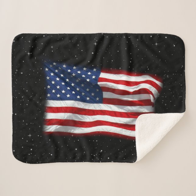 Cobertor Sherpa Estrelas e Stripes Bandeira Americana Patriótica (Frente (Horizontal))