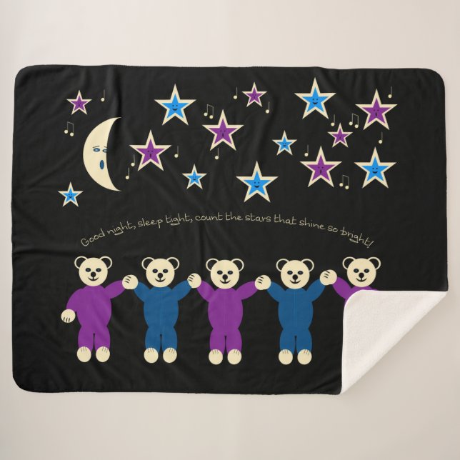 Cobertor Sherpa Estrelas e Ursos (Frente (Horizontal))