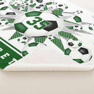 Cobertor Sherpa estrelas verdes de esportes negros de futebol
