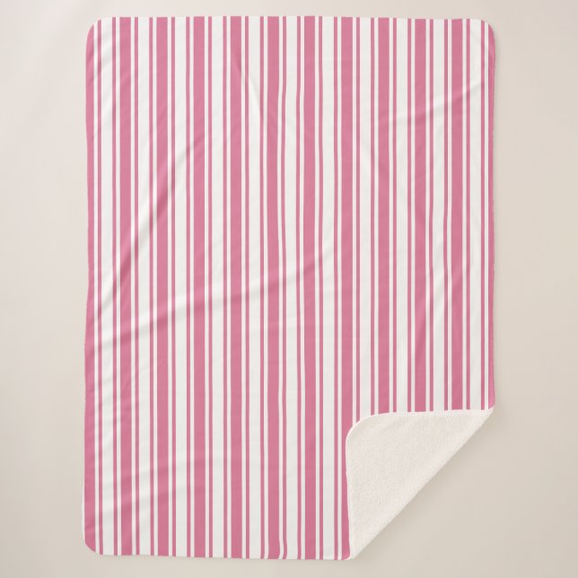 Cobertor Sherpa Estrias doces brancas e rosadas (Frente)