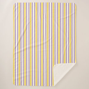 Cobertor Sherpa Estrias doces brancas, púrpuras e amarelas