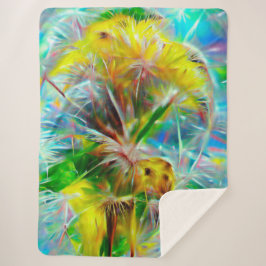 Cobertor Sherpa Eteal Dandelions em Neon Dreamscape