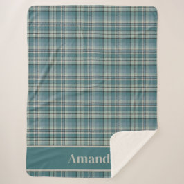 Cobertor Sherpa Eterno Teal Green Xadrez Cozy Art