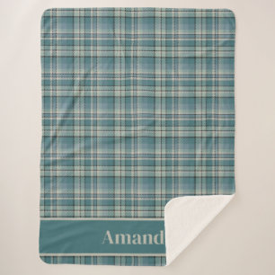 Cobertor Sherpa Eterno Teal Green Xadrez Cozy Art