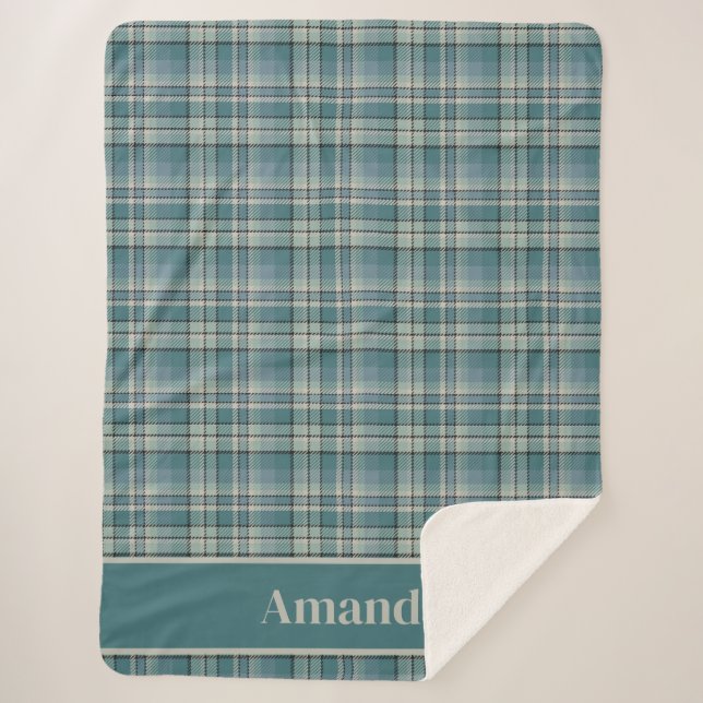 Cobertor Sherpa Eterno Teal Green Xadrez Cozy Art (Frente)