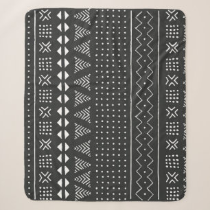 Cobertor Sherpa Etnia tribal: padrão branco negro.