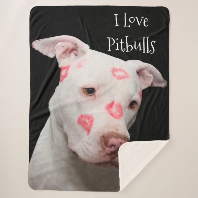 Cobertor Sherpa Eu Amo Pitbulls (Frente)