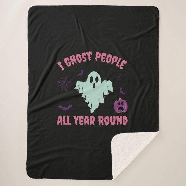 Cobertor Sherpa Eu Ghost Pessoas O Ano Todo (Frente)