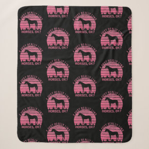 Cobertor Sherpa Eu gosto muito de cavalos de rosa Rosa