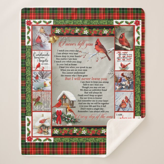 Cobertor Sherpa Eu Nunca Deixei Você, Cardeal De Natal Quilt Blank (Frente)