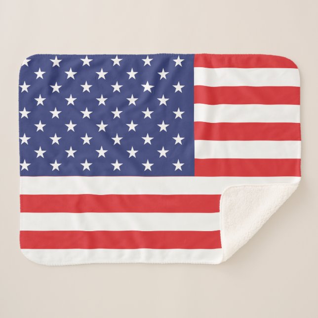 Cobertor Sherpa EUA Flag Impressão Patriotic Sherpa Blanket (Frente (Horizontal))