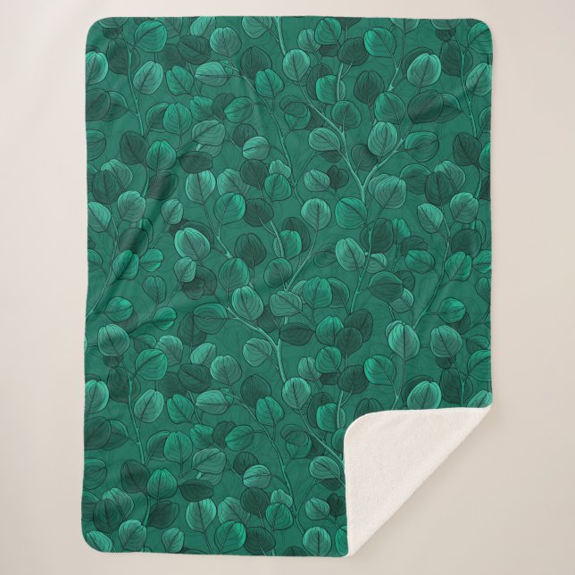 Cobertor Sherpa Eucalipto em verde (Frente)