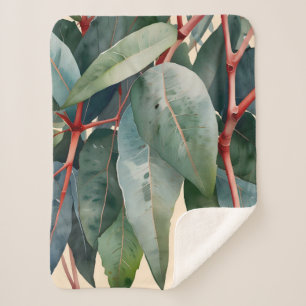 Cobertor Sherpa Eucalyptus Botanical Minimalista