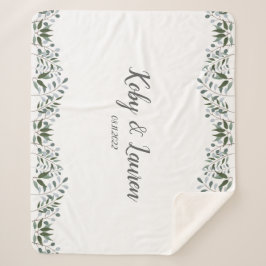 Cobertor Sherpa Eucalyptus Greenery Aniversário Floral