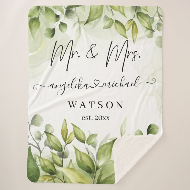 Cobertor Sherpa Eucalyptus Greenery Blush Modern Trendy Script (Frente)