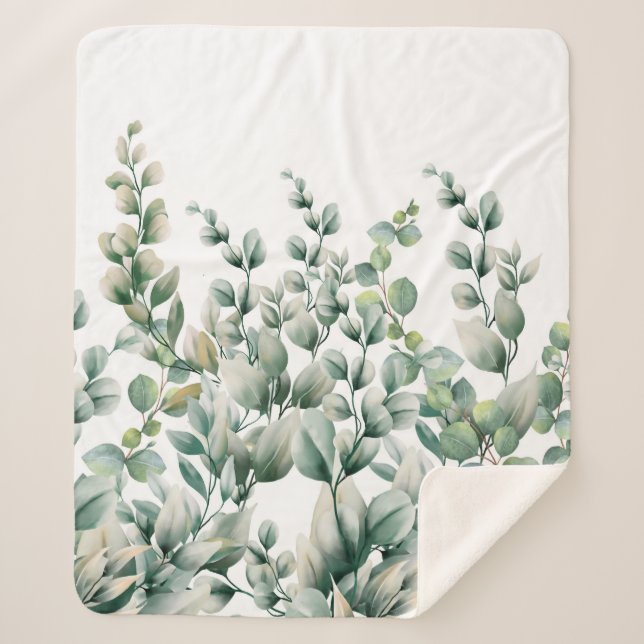 Cobertor Sherpa Eucalyptus Leaf verde (Frente)