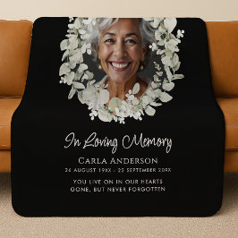 Cobertor Sherpa Eucalyptus Script Custom Text & Photo Memorial