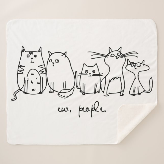 Cobertor Sherpa Ew, Pessoas Engraçadas, Amantes De Gato (Frente (Horizontal))