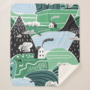 Cobertor Sherpa Exemplo gráfico escandinavo abstrato desenhado à