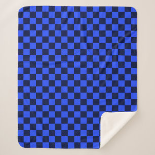 Cobertor Sherpa Explore Design Xadrez Ousado Azul e Preto