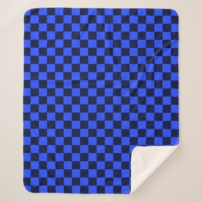 Cobertor Sherpa Explore Design Xadrez Ousado Azul e Preto (Frente)