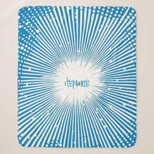 Cobertor Sherpa Explosão de Pop de estilo cômico - Azul e Branco