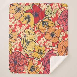 Cobertor Sherpa Explosão Floral: Tendência Da Vintagem Sem Pernas.