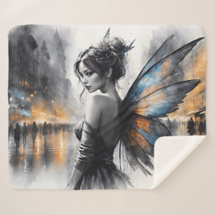Cobertor Sherpa Fada de água fada, arte noturna mágica