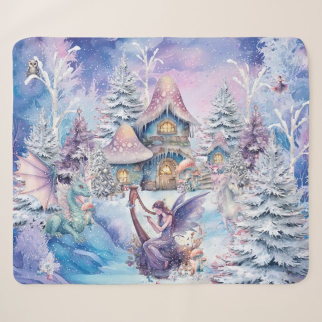 Cobertor Sherpa Fada Mágica e Caprichosa de Natal (Frente (Horizontal))