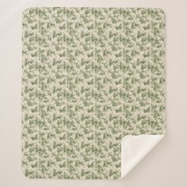 Cobertor Sherpa Fadas da Floresta Verde Padrão Toile de Jouy