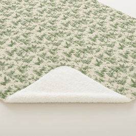 Cobertor Sherpa Fadas da Floresta Verde Padrão Toile de Jouy
