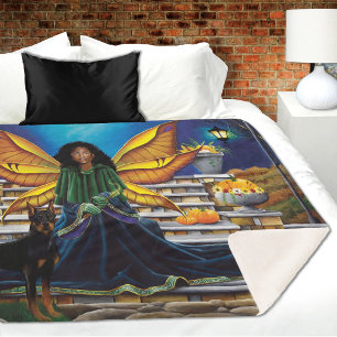 Cobertor Sherpa Fairy Guardian e Doberman Dog