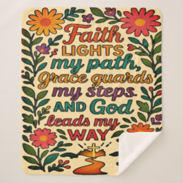 Cobertor Sherpa  Faith Lights My Path Christian Art - Inspirationa